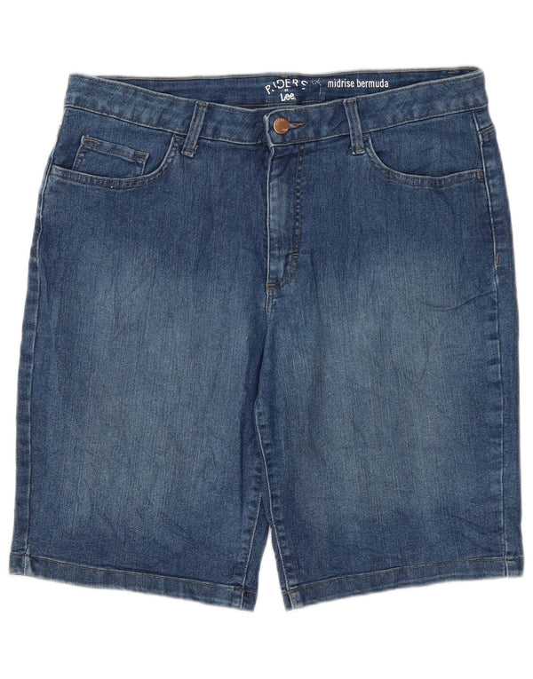 Pantaloncini di jeans Bermuda a vita media Lee Riders da donna W34 Large Blu