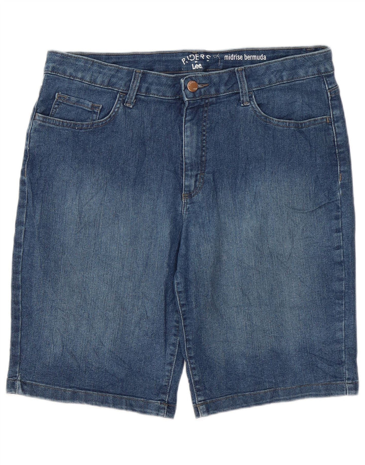 Pantaloncini di jeans Bermuda a vita media Lee Riders da donna W34 Large Blu