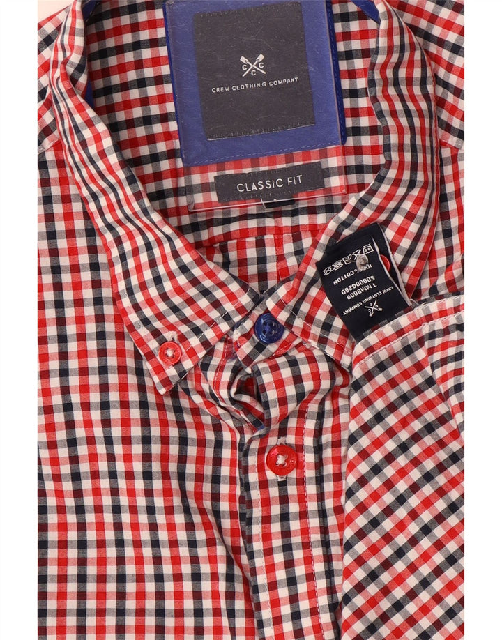 Crew Clothing Camicia da uomo dalla vestibilità classica, grande in cotone a quadretti rossi
