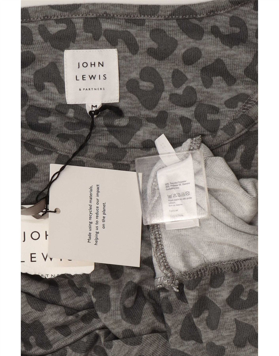 Felpa da donna John Lewis maglione UK 14 grigio medio stampa animalier