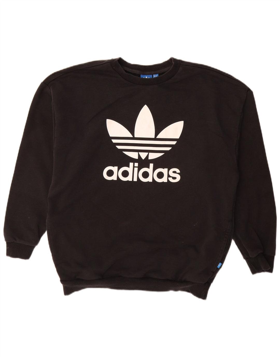 Felpa grafica da donna ADIDAS maglione UK 14 grande cotone nero