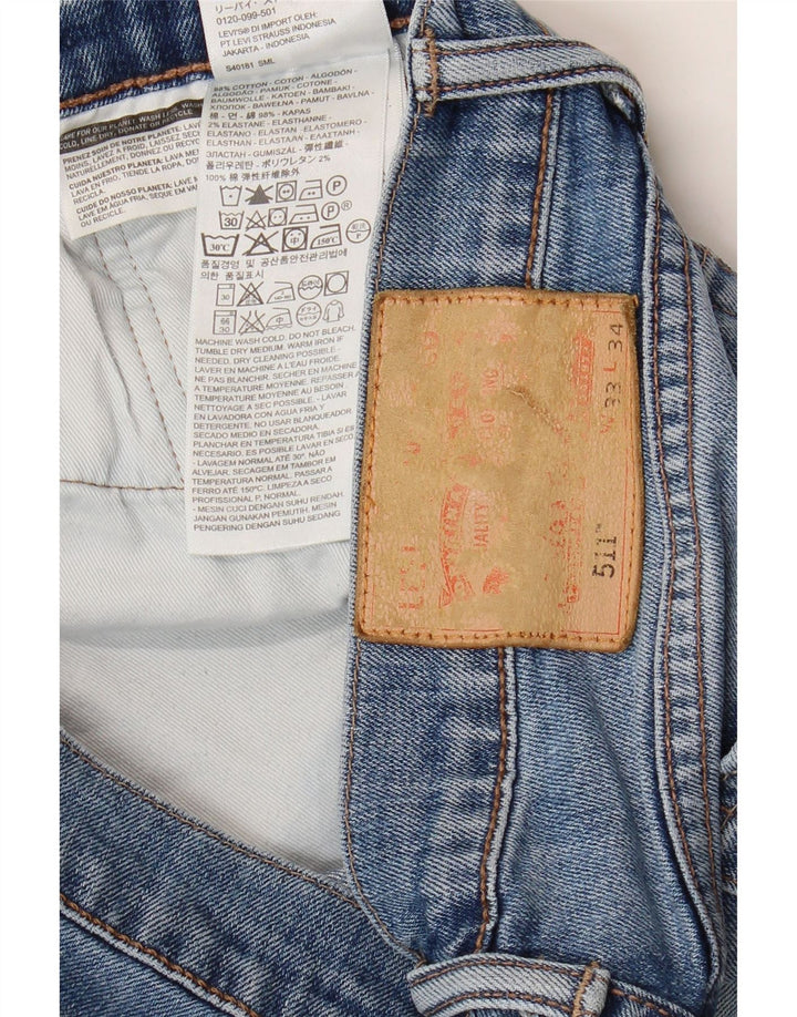 Pantaloncini di jeans Levi's 511 da uomo W33 di grandi dimensioni in cotone blu
