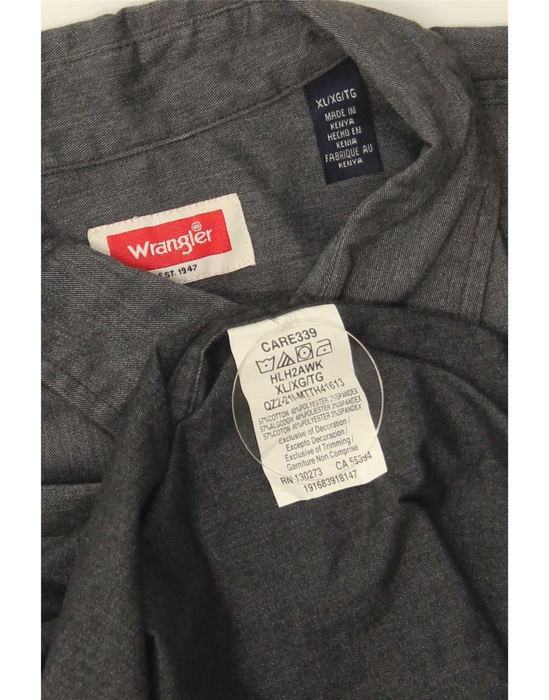 Camicia da uomo Wrangler XL in cotone grigio