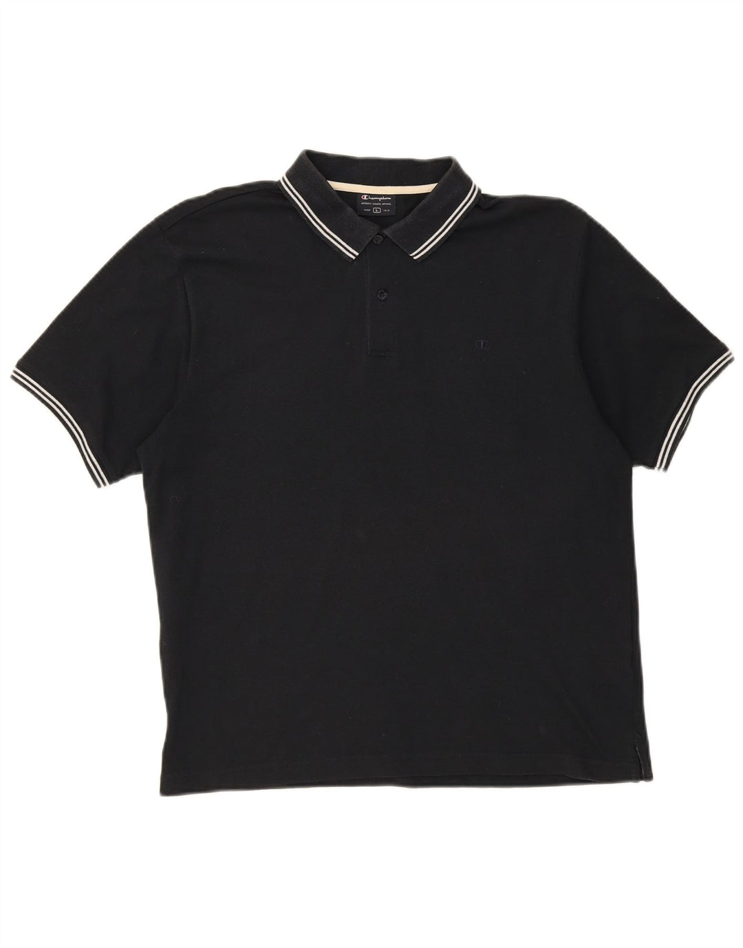 CHAMPION Mens Polo Shirt Large Black Cotton