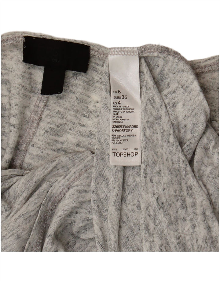 Topshop Top oversize da donna manica 3/4 UK 8 piccola viscosa chiazzata grigia