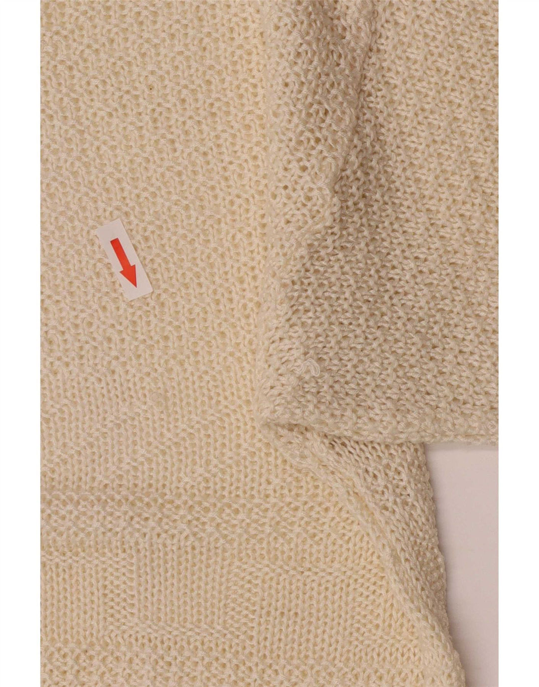 Maglione maglione girocollo vestibilità regolare da donna vintage UK 12 medio bianco sporco