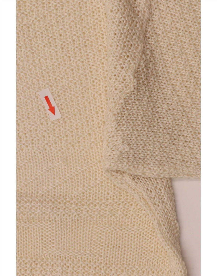 Maglione maglione girocollo vestibilità regolare da donna vintage UK 12 medio bianco sporco