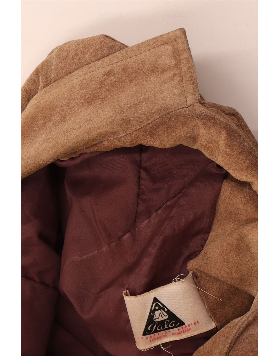 Giacca blazer vintage da donna in pelle scamosciata a 3 bottoni UK 16 grande beige