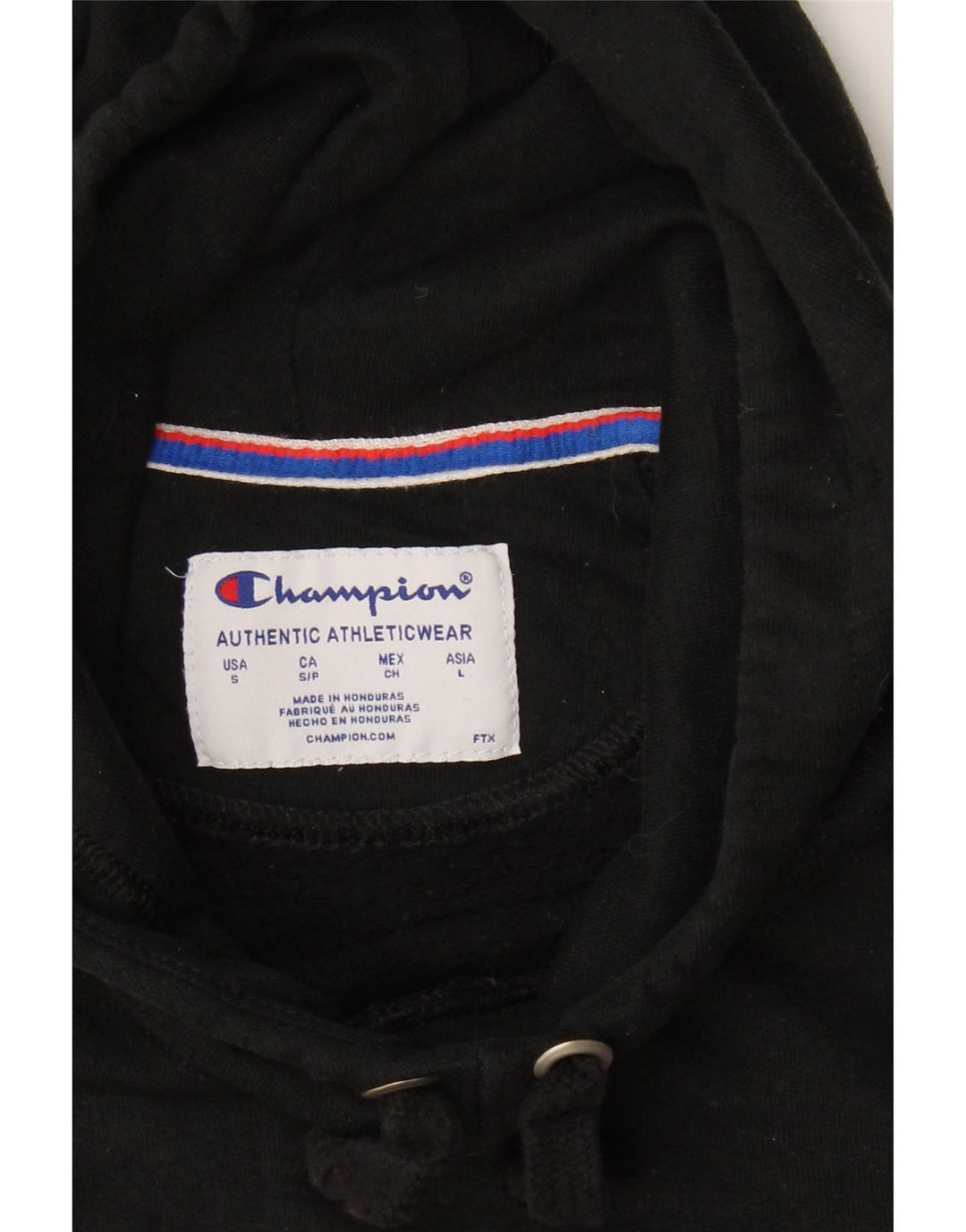 CHAMPION Womens Graphic Hoodie Jumper UK 10 Small Black Polyester Vintage Champion and Second-Hand Champion from Messina Hembry 