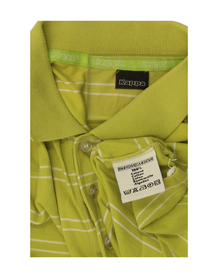 KAPPA Mens Polo Shirt Medium Green Striped Cotton Vintage Kappa and Second-Hand Kappa from Messina Hembry 
