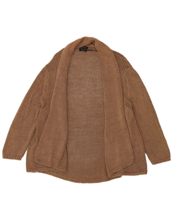 MASSIMO DUTTI Maglione cardigan aperto da donna UK 18 XL cotone marrone