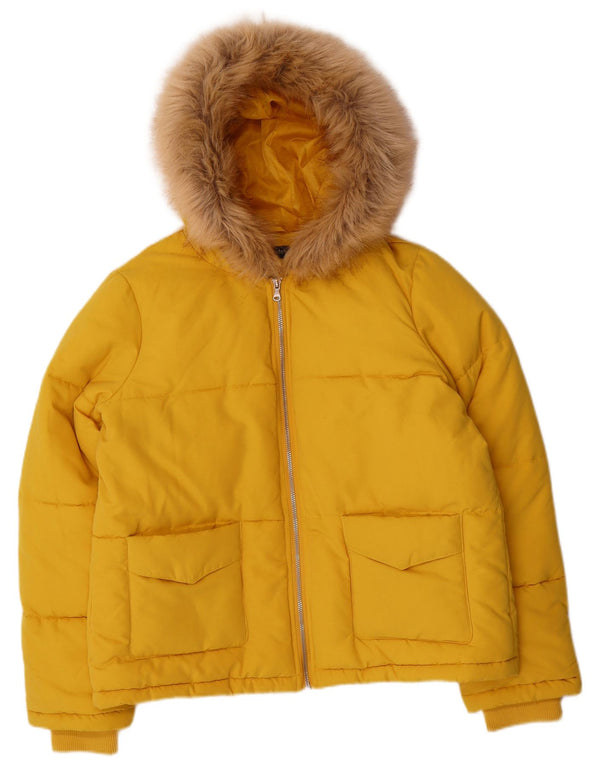 Giacca imbottita oversize con cappuccio da donna Miss Selfridge UK 10 piccola gialla