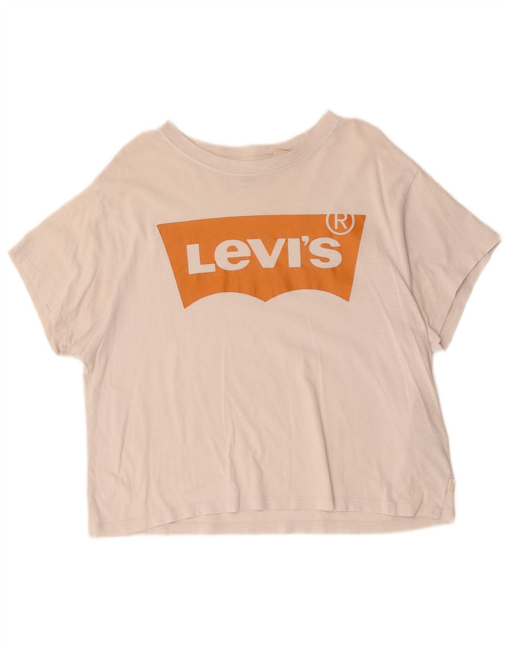 T-shirt grafica oversize corta da donna Levi's Top UK 6 XS cotone bianco