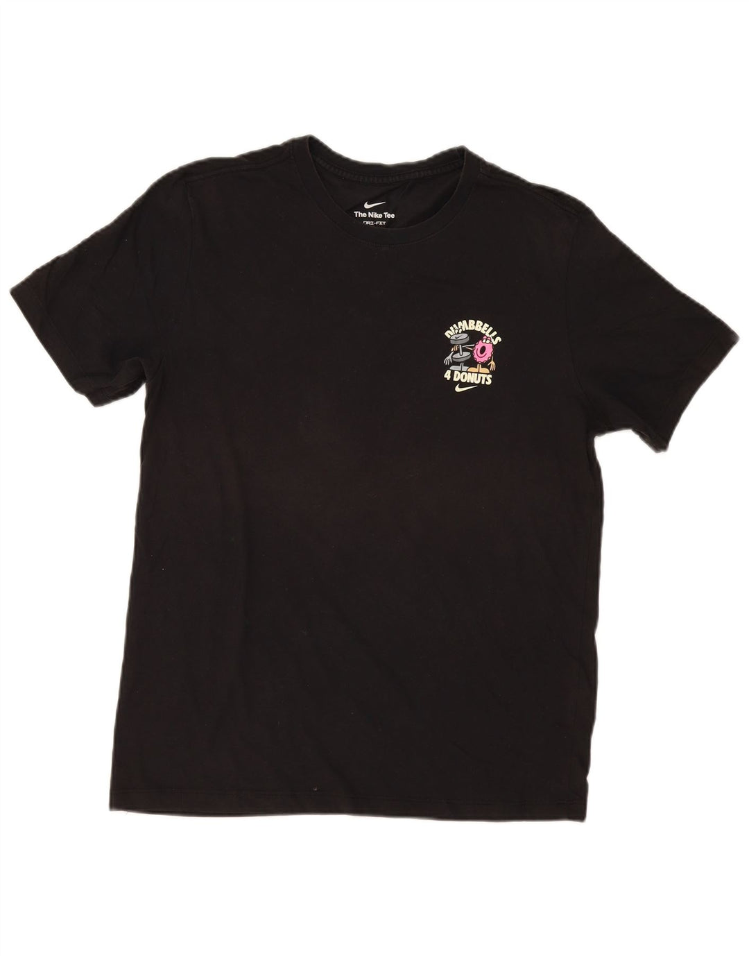 Nike - T-shirt grafica da uomo con manubri e ciambelle, in cotone nero medio