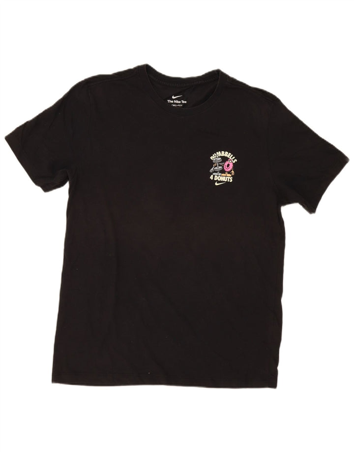 Nike - T-shirt grafica da uomo con manubri e ciambelle, in cotone nero medio