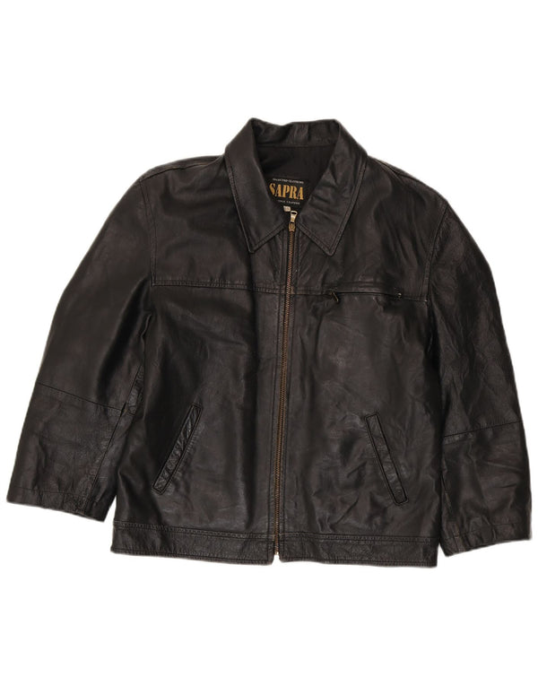 Giacca in pelle vintage da donna IT 50 XL Nera