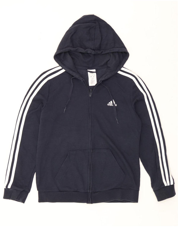 Maglione con cappuccio e zip da donna Adidas UK 12/14 Cotone blu navy medio