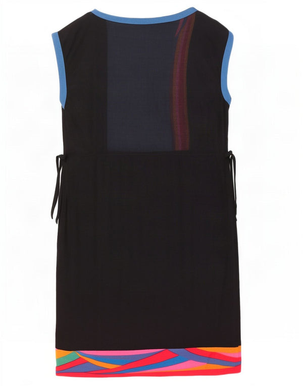 Abito tubino vintage da donna senza maniche IT 46 Large Black Colourblock