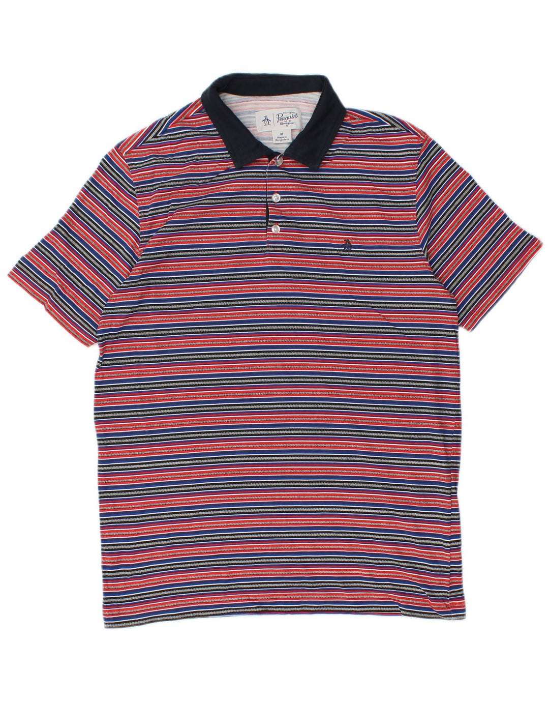 Polo da uomo Penguin in cotone a righe multicolori medie