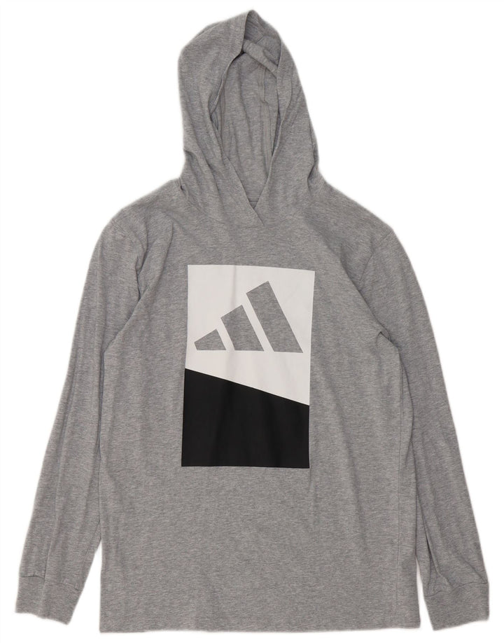 Adidas Maglietta grafica da ragazzo a maniche lunghe 14-15 anni Large Grigio Colorblock