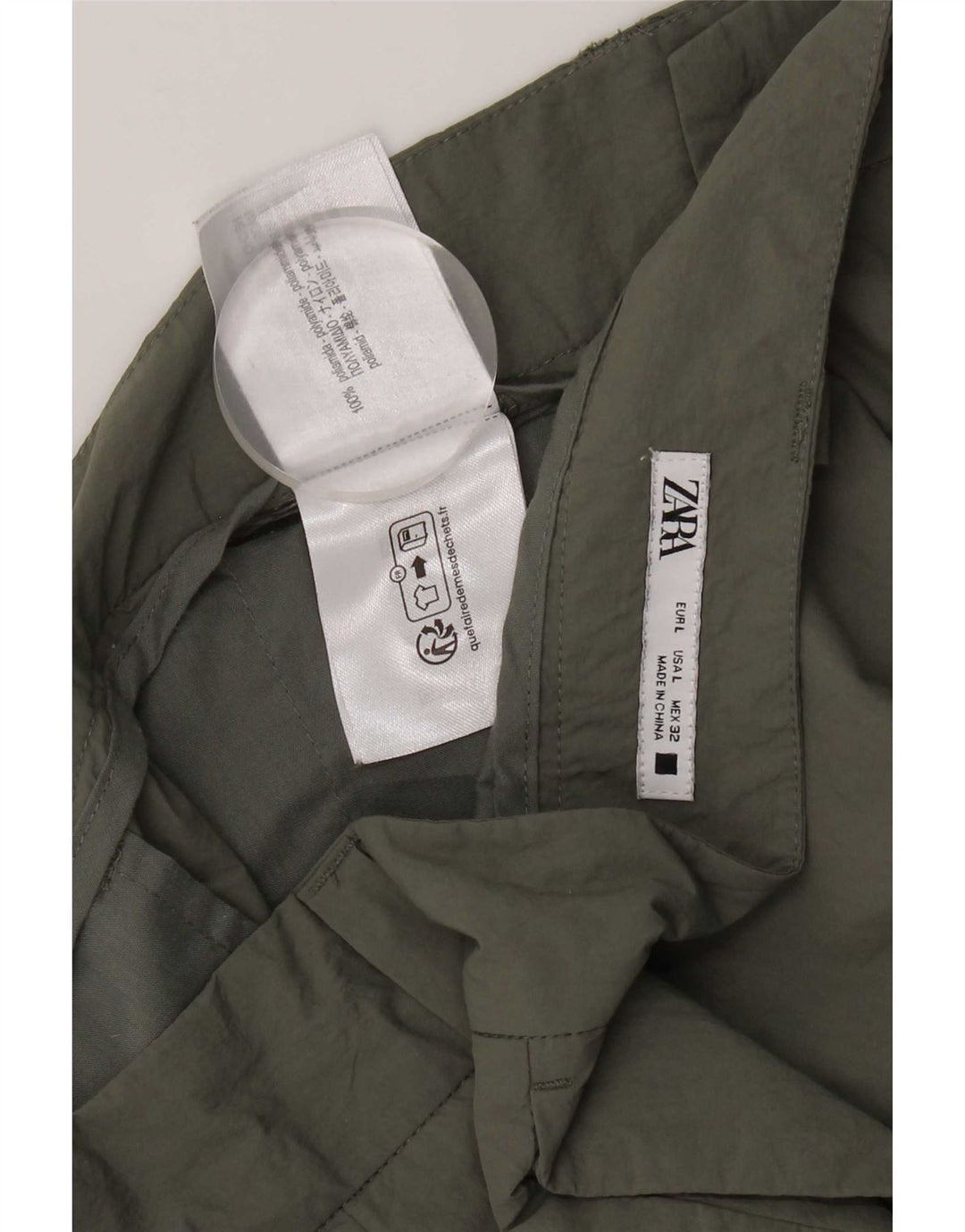 Pantaloni cargo dritti da uomo Zara grandi W32 L28 nylon kaki