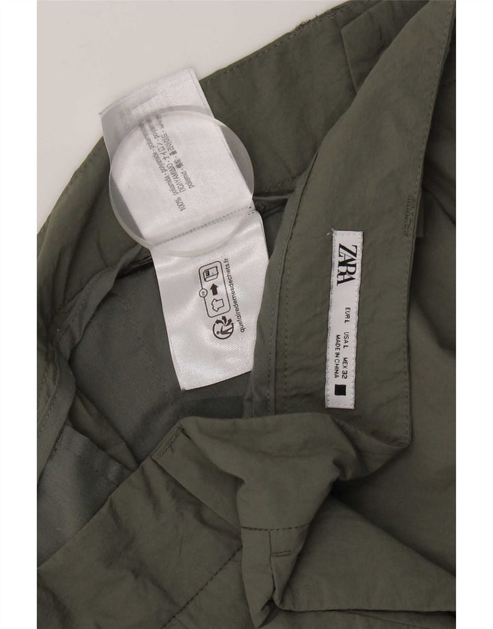 Pantaloni cargo dritti da uomo Zara grandi W32 L28 nylon kaki
