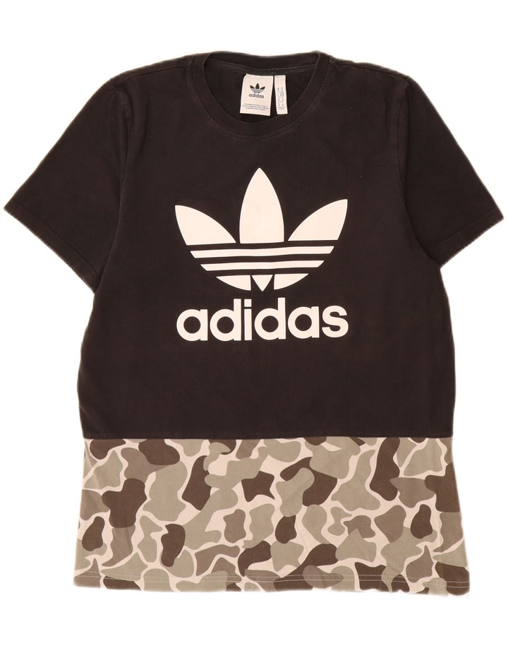 T-shirt grafica da uomo Adidas Top in cotone mimetico nero medio