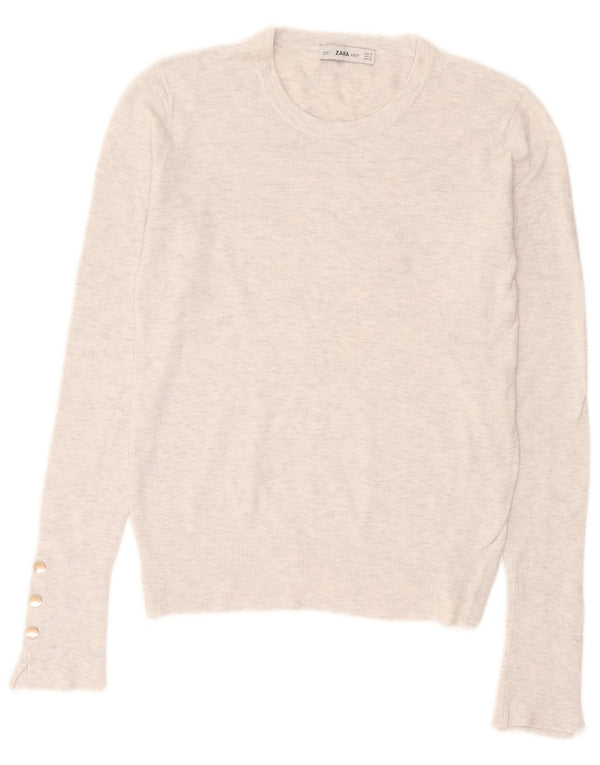 Maglione maglione girocollo da donna Zara UK 12 Grigio medio chiazzato