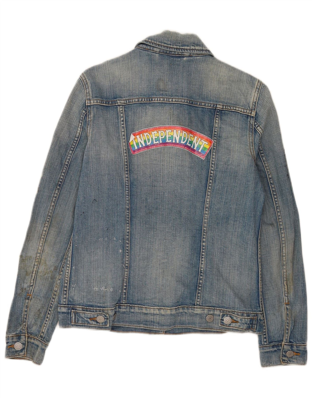 Giacca in denim grafico da donna Levi's UK 8 piccola in cotone blu