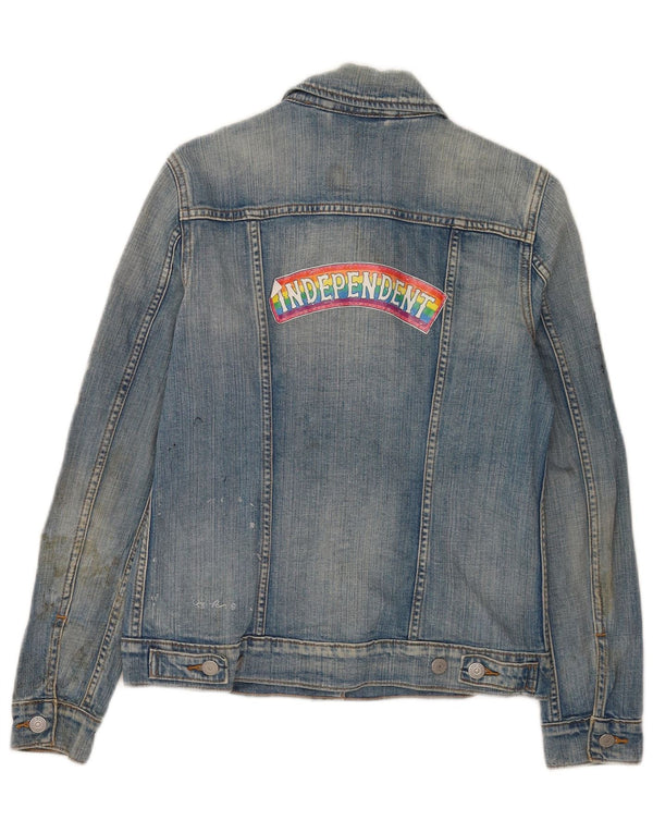 Giacca in denim grafico da donna Levi's UK 8 piccola in cotone blu