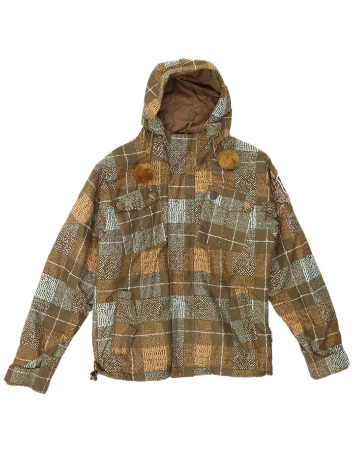 Giacca a vento con cappuccio grafica da donna BILLABONG EU 36 piccolo quadretto kaki