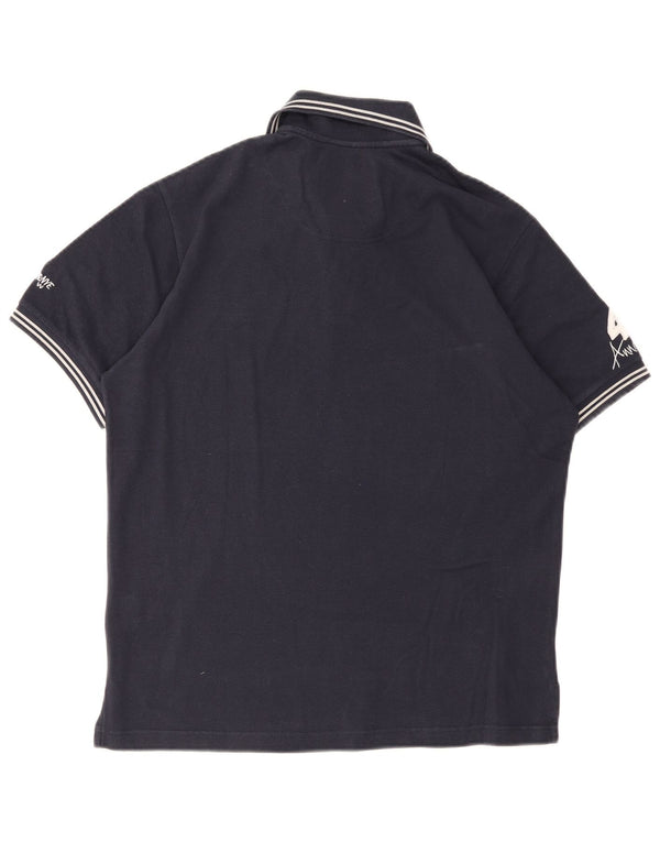 Polo grafica da uomo Murphy & Nye in cotone blu navy medio
