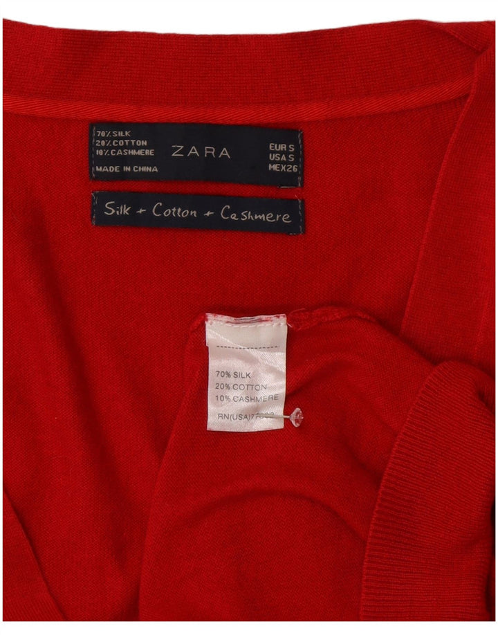 Maglione cardigan da donna Zara UK 10 piccolo rosso seta