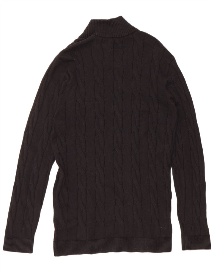 Maglione Hollister da uomo con zip e collo grande in cotone nero