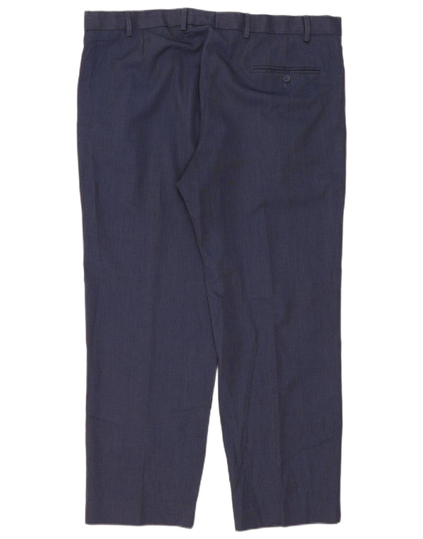 Pantaloni da abito dritti da uomo Marks & Spencer W40 L29 poliestere blu navy