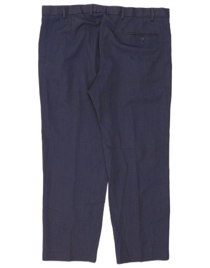 Pantaloni da abito dritti da uomo Marks & Spencer W40 L29 poliestere blu navy