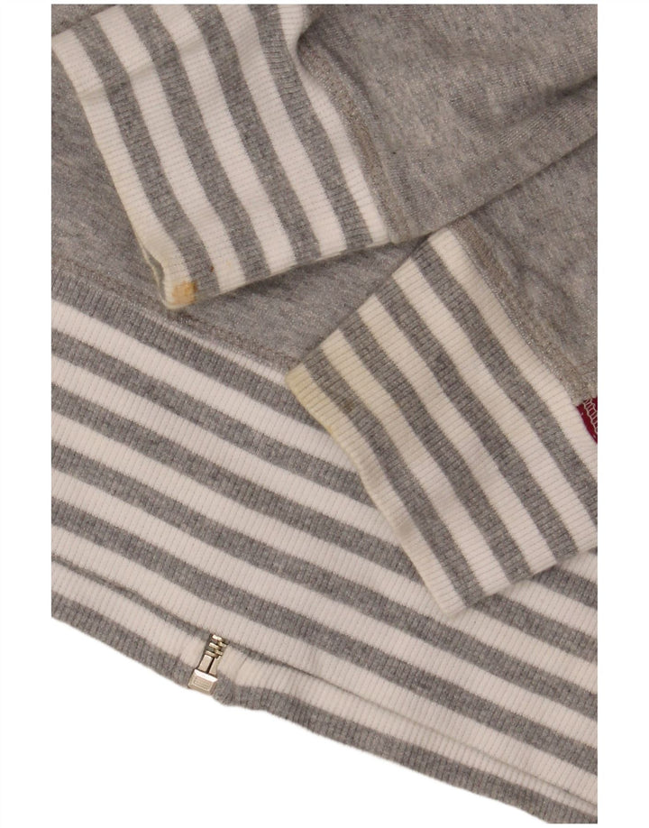 DKNY Womens Graphic Zip Hoodie Sweater UK 12 Medium Grey Colourblock
