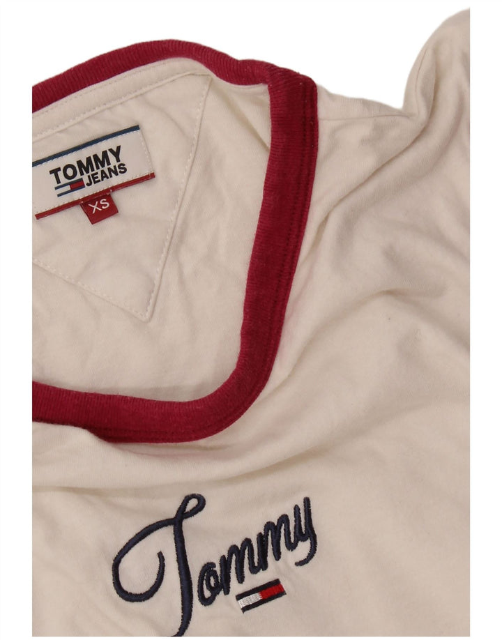 TOMMY HILFIGER T-shirt grafica da donna Top UK 6 XS Bianca