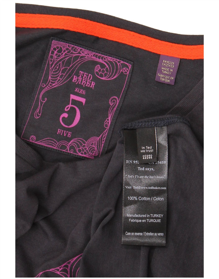 T-shirt grafica da uomo Ted Baker taglia superiore 5 XL cotone blu navy