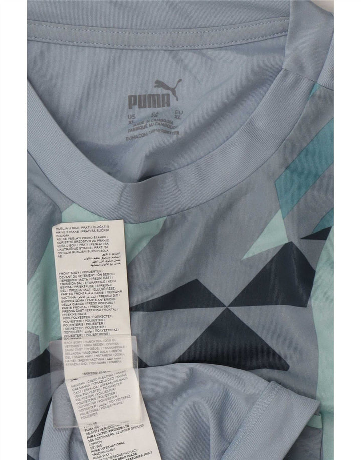 T-shirt da uomo Puma Top XL blu geometrica in poliestere