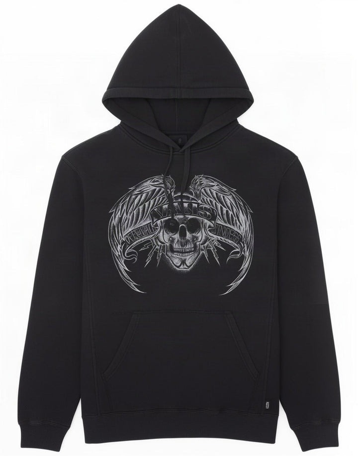 Felpa con cappuccio grafica da uomo Vans, cotone medio nero