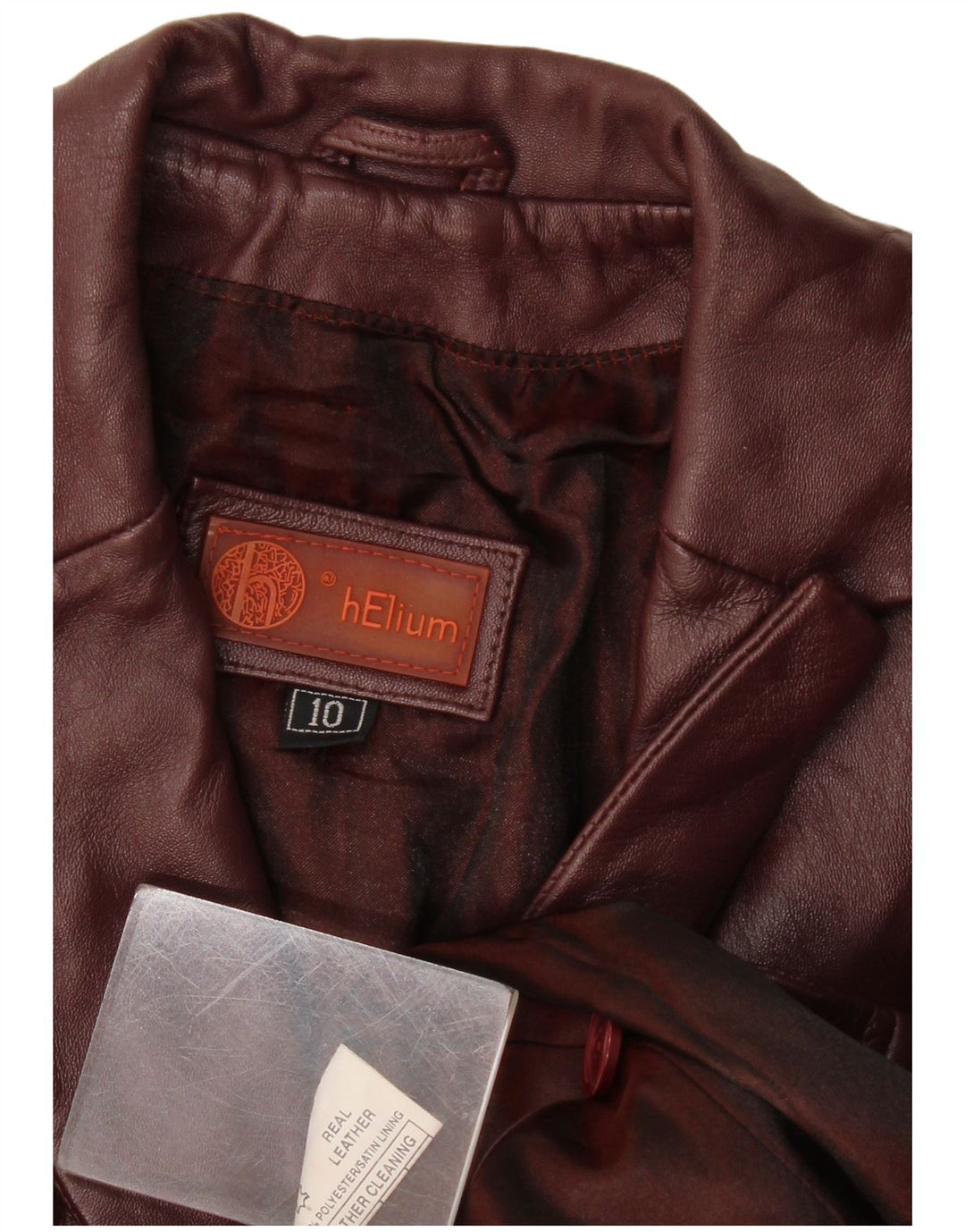 Giacca blazer in pelle da donna a 3 bottoni Helium UK 10 piccola bordeaux