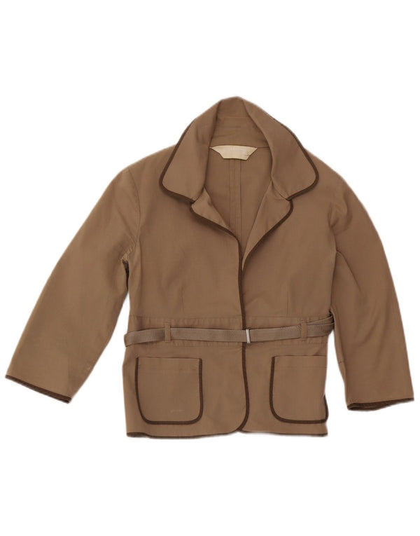 Giacca blazer con maniche a 3/4 corta da donna Max Mara UK 12 Cotone beige medio