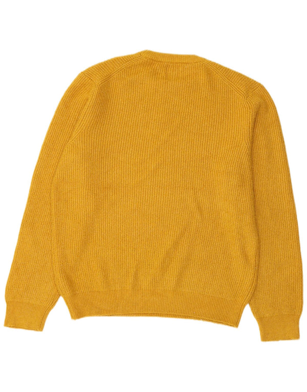 MARKS & SPENCER Mens Crew Neck Jumper Sweater Medium Yellow Polyamide