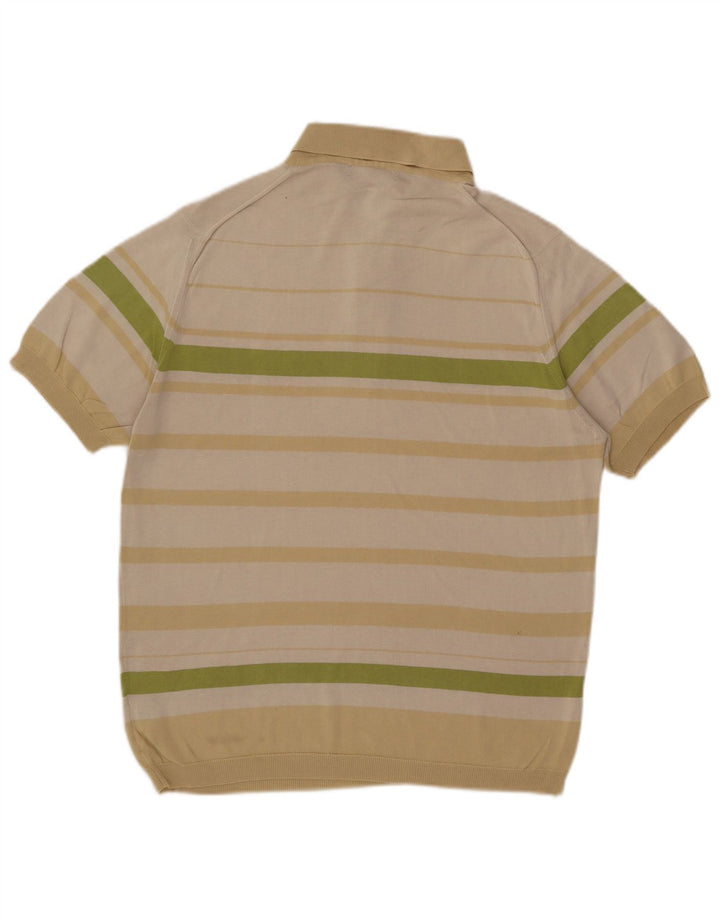 Polo da uomo Pringle in cotone a righe beige medio