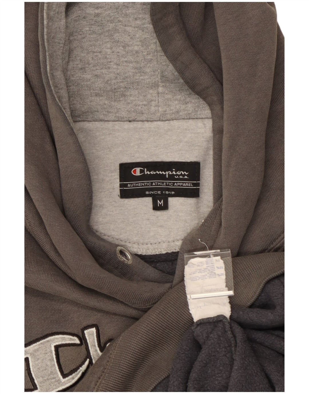 Maglione con cappuccio grafico da uomo CHAMPION in cotone grigio medio