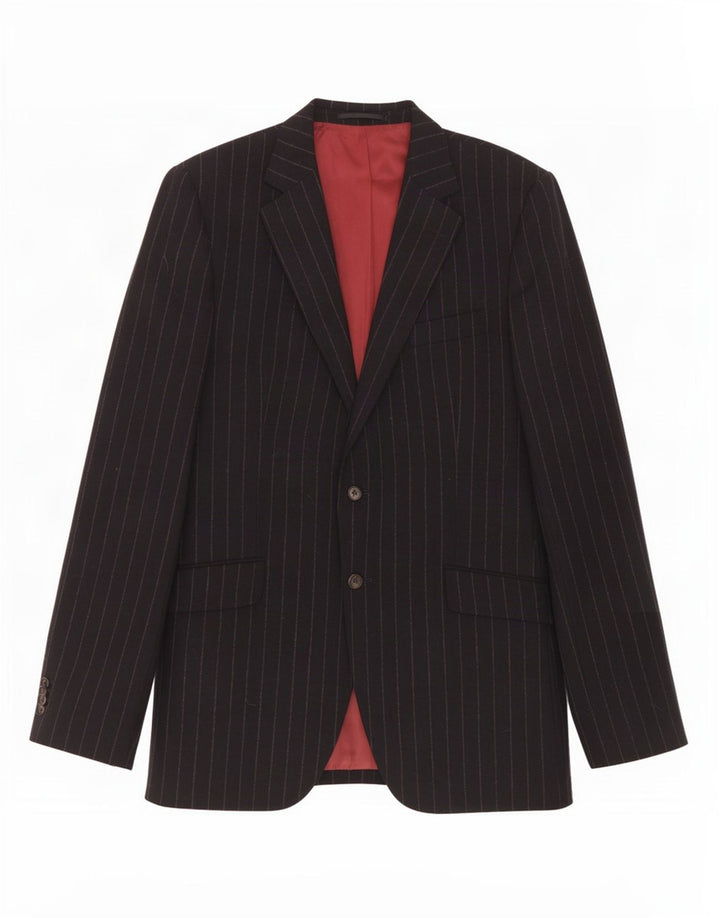 Gant Giacca Blazer da Uomo a 2 Bottoni UK 40 Grande Lana Gessata Blu Navy