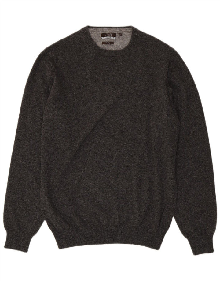 E.B. Maglione da uomo girocollo in lana merino grigio medio