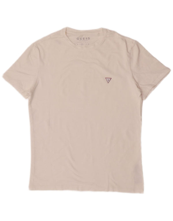 Guess T-shirt da uomo super slim fit in cotone bianco medio