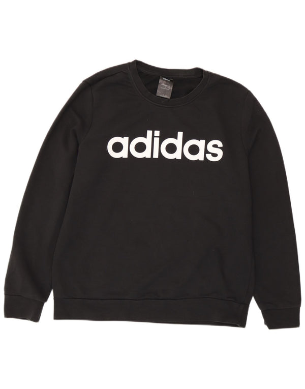 Felpa grafica da donna Adidas Jumper UK 16 Large Black Cotton